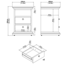 Tvilum Paris 2 Drawer Bedside Table - Grey (B Grade)