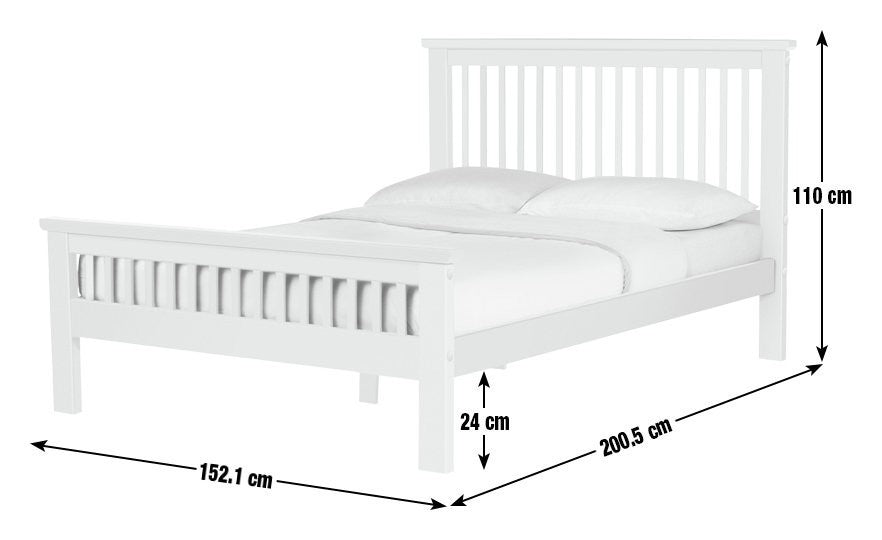 Home Aubrey Double Wooden Bed Frame - White | Wooden Bed Frame