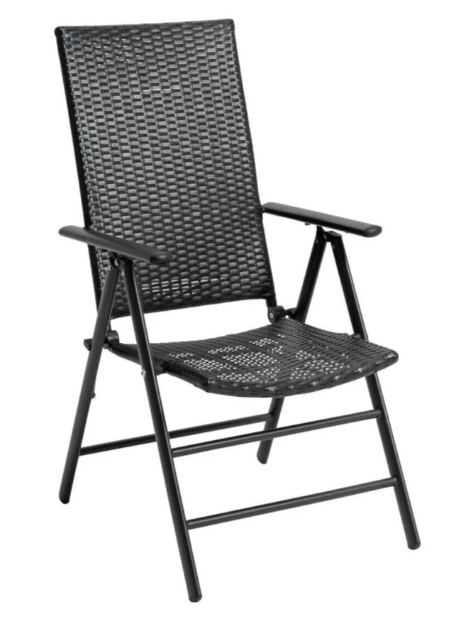 Hereford Folding 6 Seater Metal Patio Set - Black