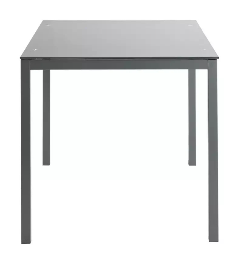 Home Lido Glass Dining Table & 4 Grey Chairs | Modern Kitchen Furniture
