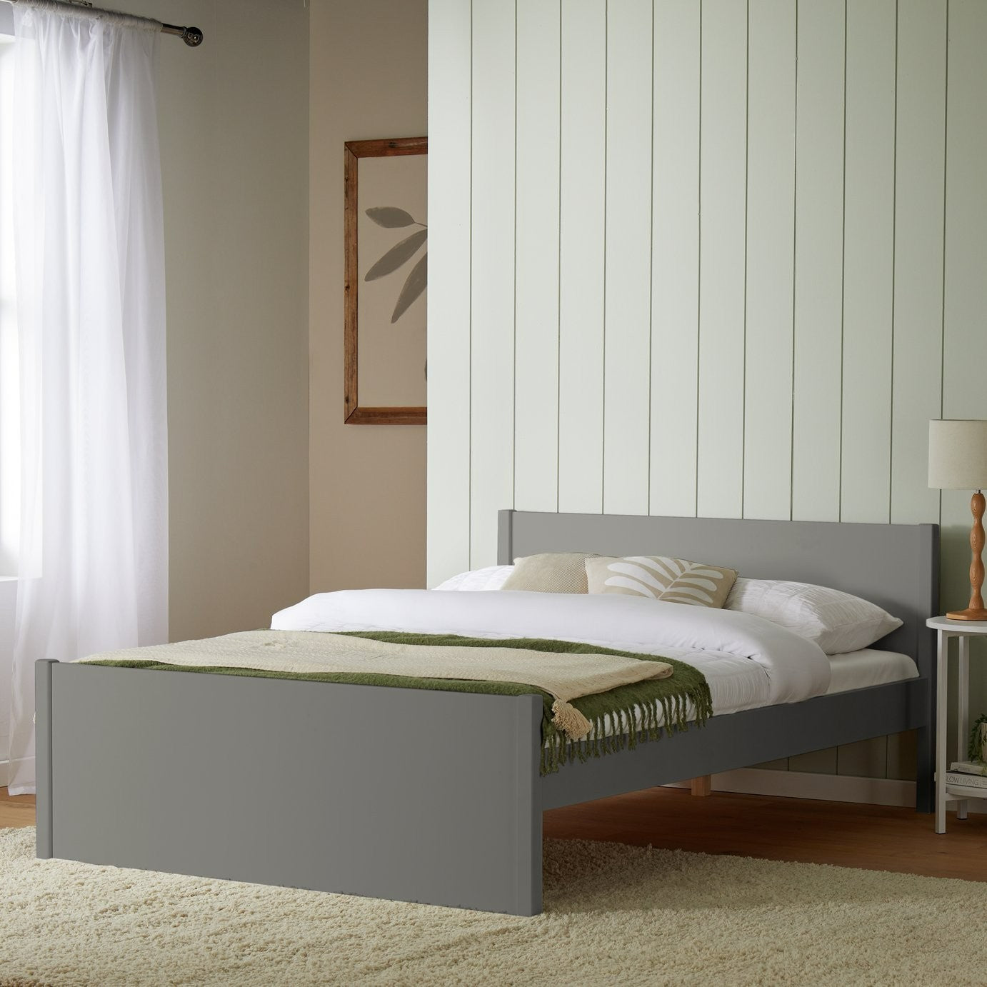 Home Jenson Double Wooden Bed Frame - Grey | Minimalist Looks Bed