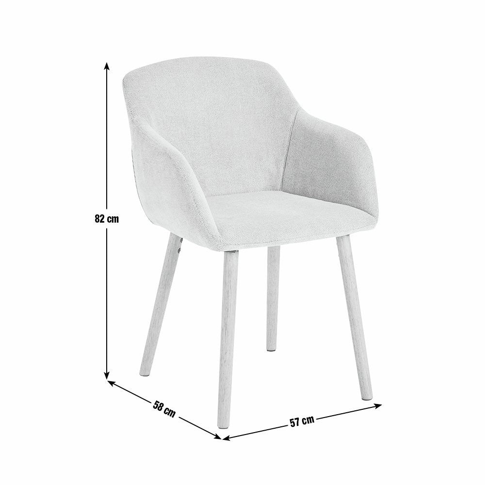 Home Alarik Pair of Fabric Dining Chairs - Natural | Kitchen Table Chair Set