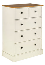 Kensington 5 Drawer Chest - Oak & Ivory
