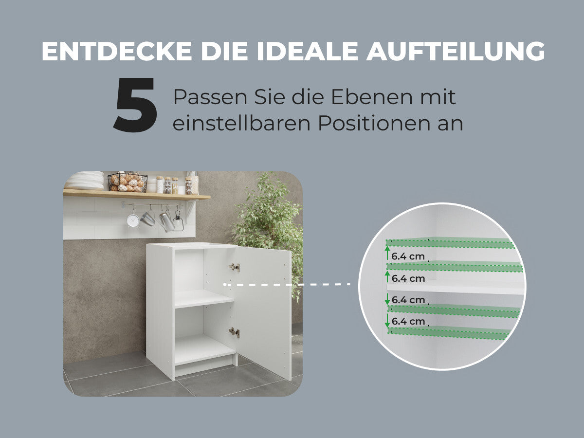 Küchenunterschrank 50cm Weiß Matt – Unterschrank Küche 500mm Küchenschrank Moder
