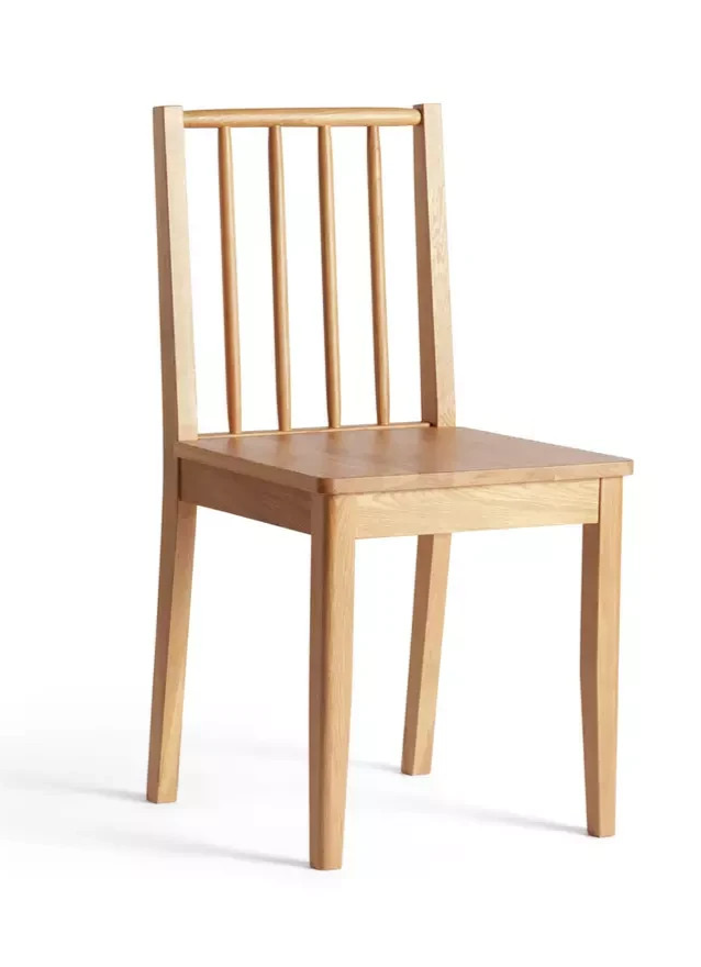 Nel Pair of Solid Wood Spindle Chairs Natural | Wooden Dining Chair Set