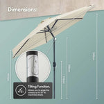 2.7m Steel Garden Parasol Ivory Cream | Outdoor Patio Sun Umbrella