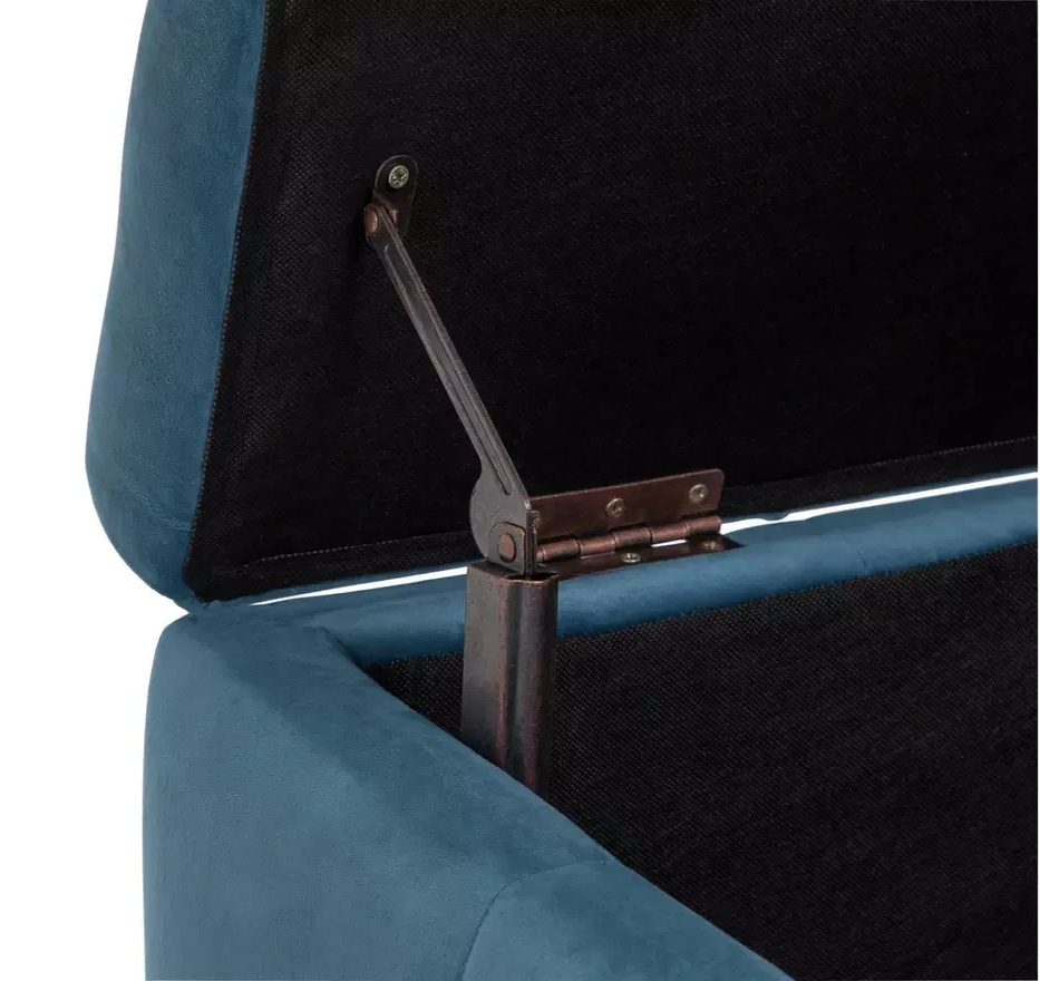 Home Home Maisie Velvet Large Storage Ottoman Blue | Upholstered Bedroom Storage