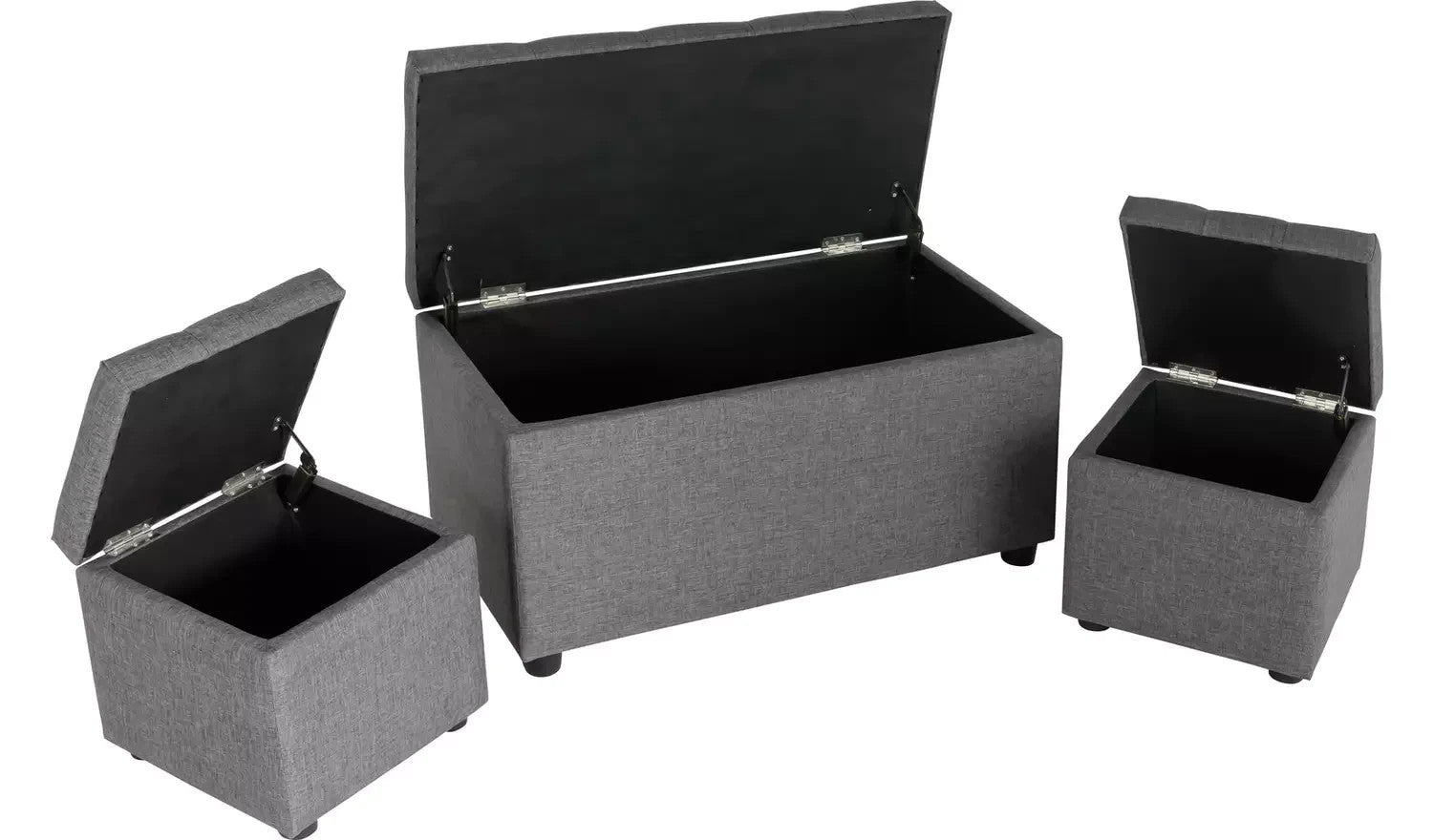 Home Wendover Fabric Ottoman with Stools Grey | Storage Ottoman Bench Furniture