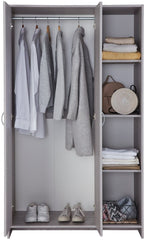 Home Seville 2 Dr Open Shelf Wardrobe -Grey Oak Effect