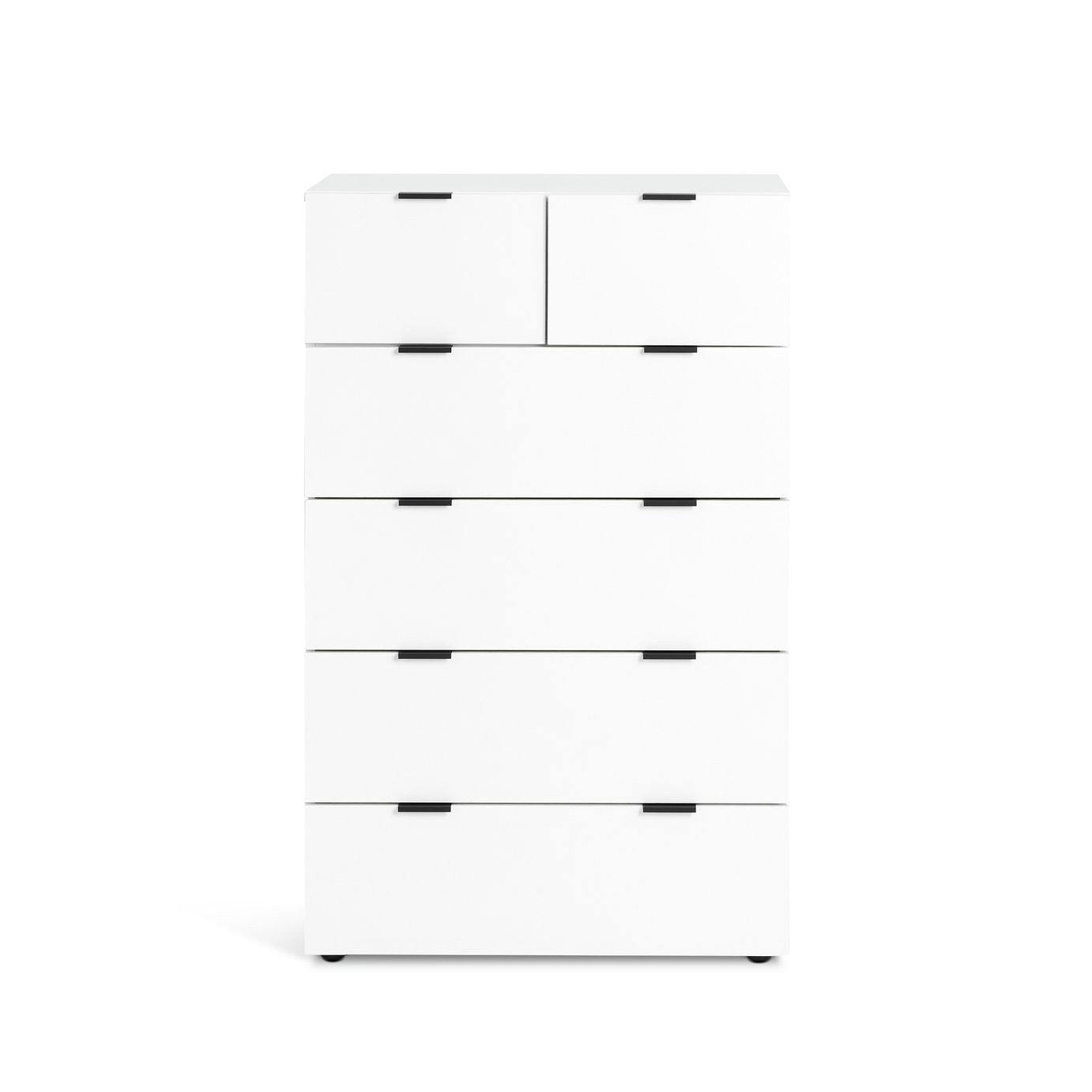 Home Zeke 6 Drawer Tallboy - White | Vertical Storage Space