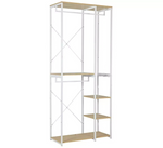 Double 2 Rail 4 Shelf Wardrobe White | Open Closet Organizer Hanging Storage