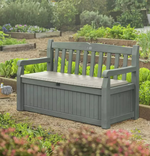 Keter Eden 265L Storage Bench Beige Green | Outdoor Garden Storage Seat