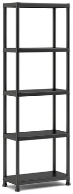 Keter Plus 5 Tier Shelf Plastic Storage Unit Garage Workshop Black Utility Home