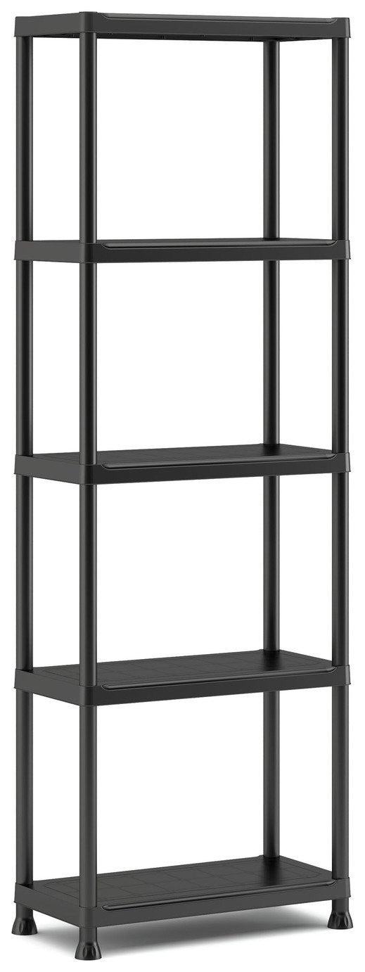 Keter Plus 5 Tier Shelf Plastic Storage Unit Garage Workshop Black Utility Home