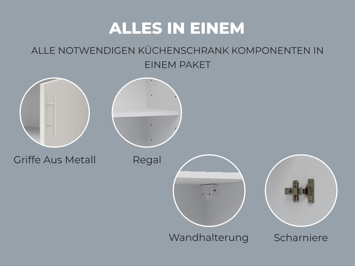 Küchen Hängeschrank 100cm Weiß Matt – Oberschrank Küche Wandmontage Schrank