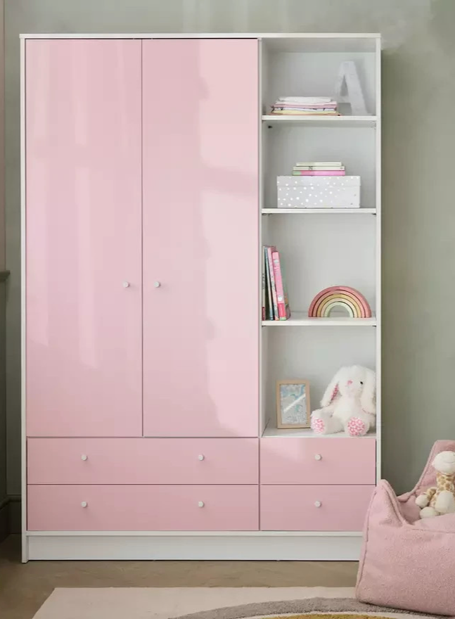 Kids Malibu 2 Door 4 Drawer Wardrobe - Pink (B GRADE 1076)