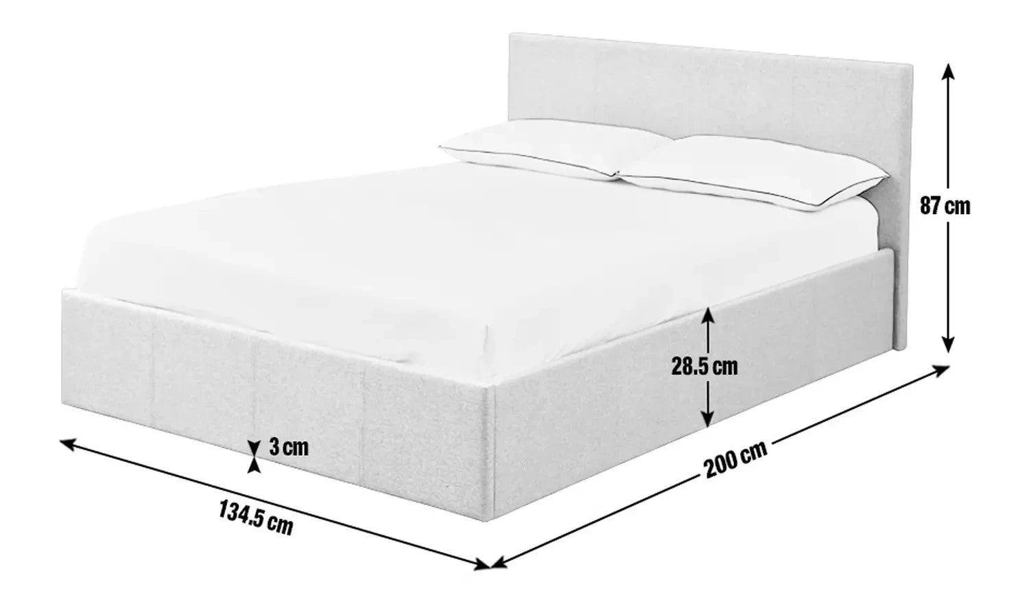 Home Heathdon Small Double Ottoman Bed Frame Grey | Upholstered Storage Bed Bedr
