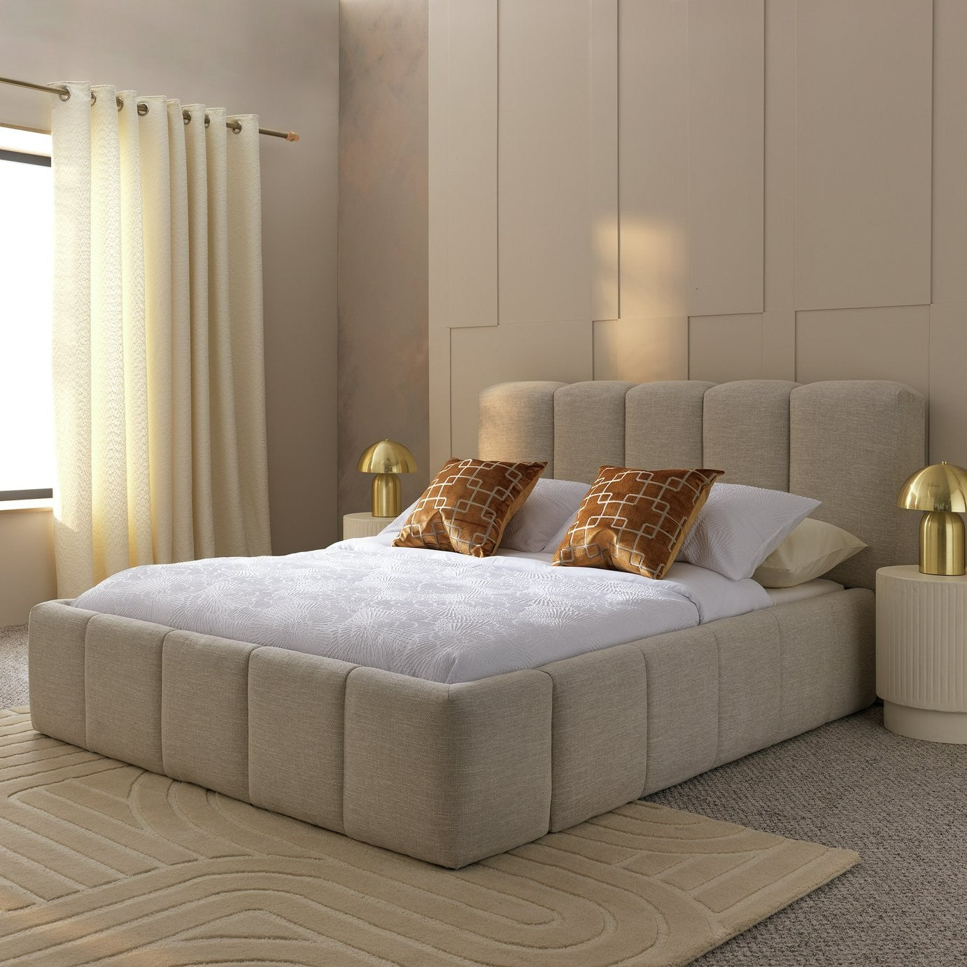 Malone Kingsize End Lift Ottoman Bed - Cream | Luxury bed with storage