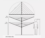 Brabantia 60m Lift-O-Matic Washing Line with Ground Spike | Rotary Clothes Airer