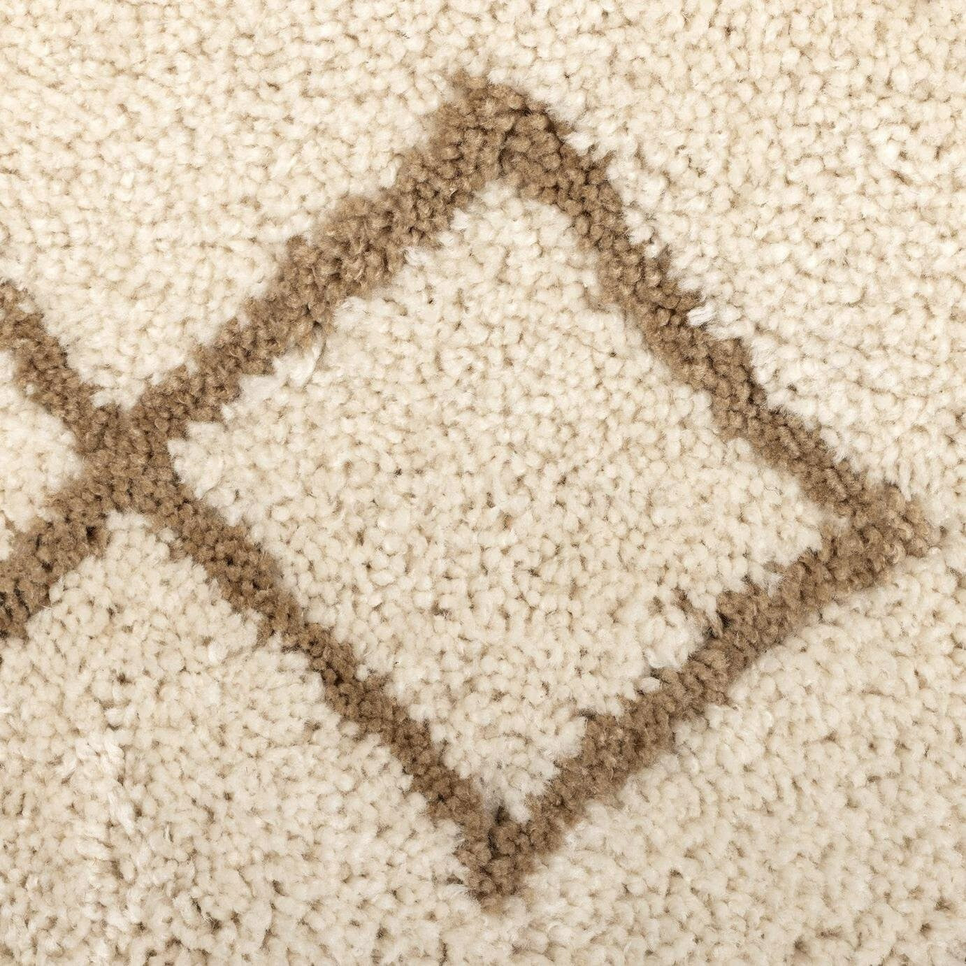Habitat Diamond Tufted Cream & Natural Shaggy Rug -230x160cm