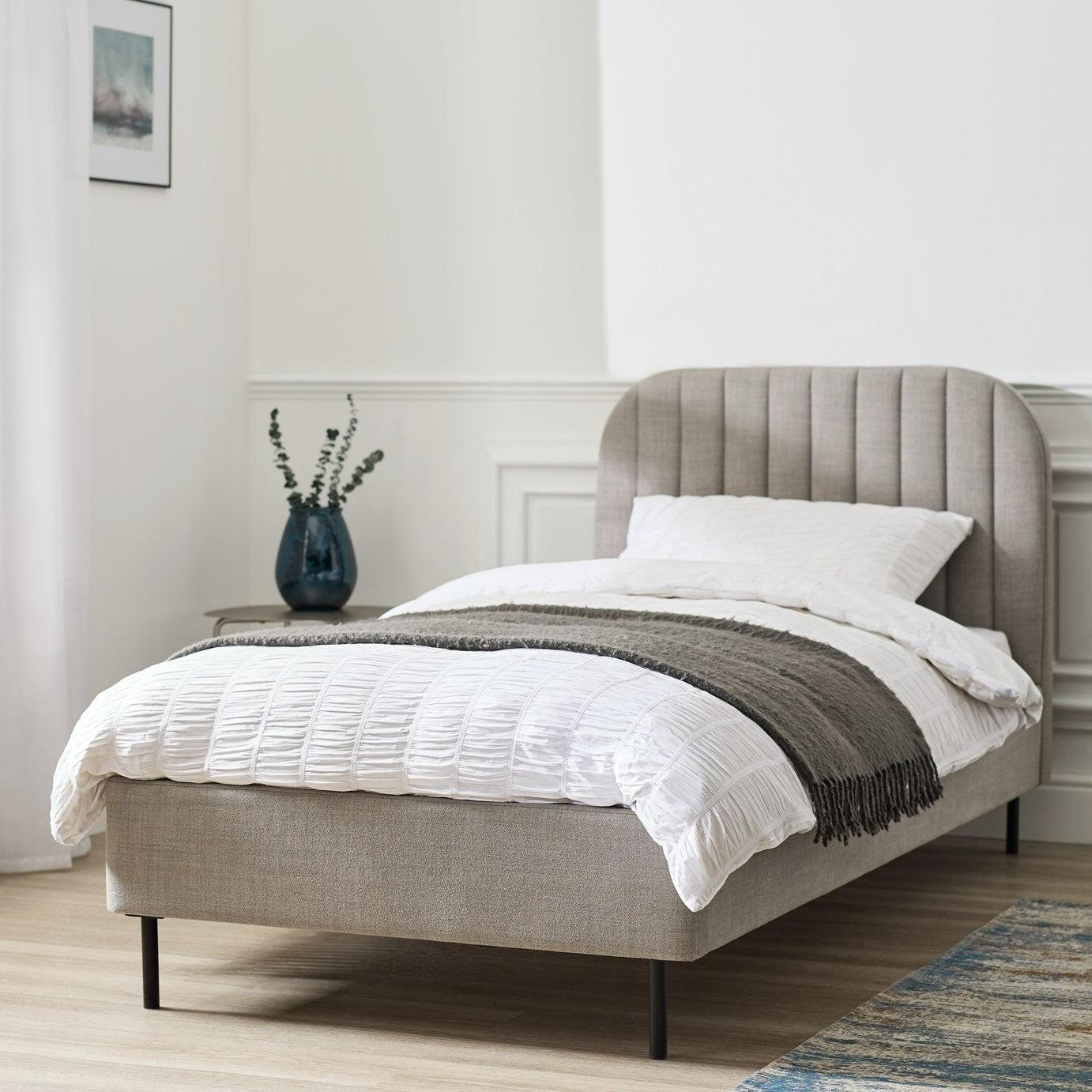 Home Fulford Single Fabric Bed Frame - Grey | Fabric upholstered bed