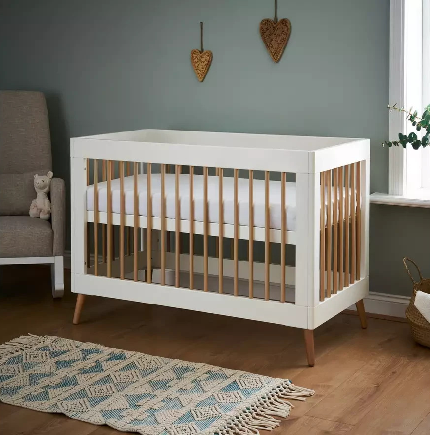 Obaby Maya Mini Cot Bed White | Baby Nursery Cot Bed Furniture