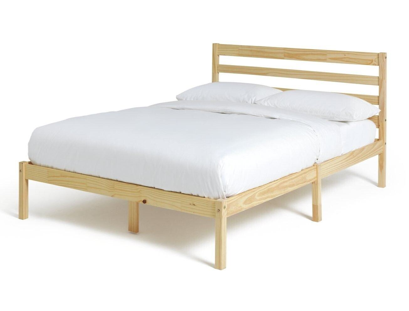 Kaycie Double Bed Frame 4FT6  Wooden - Pine With Pocket Sprung Double Mattress