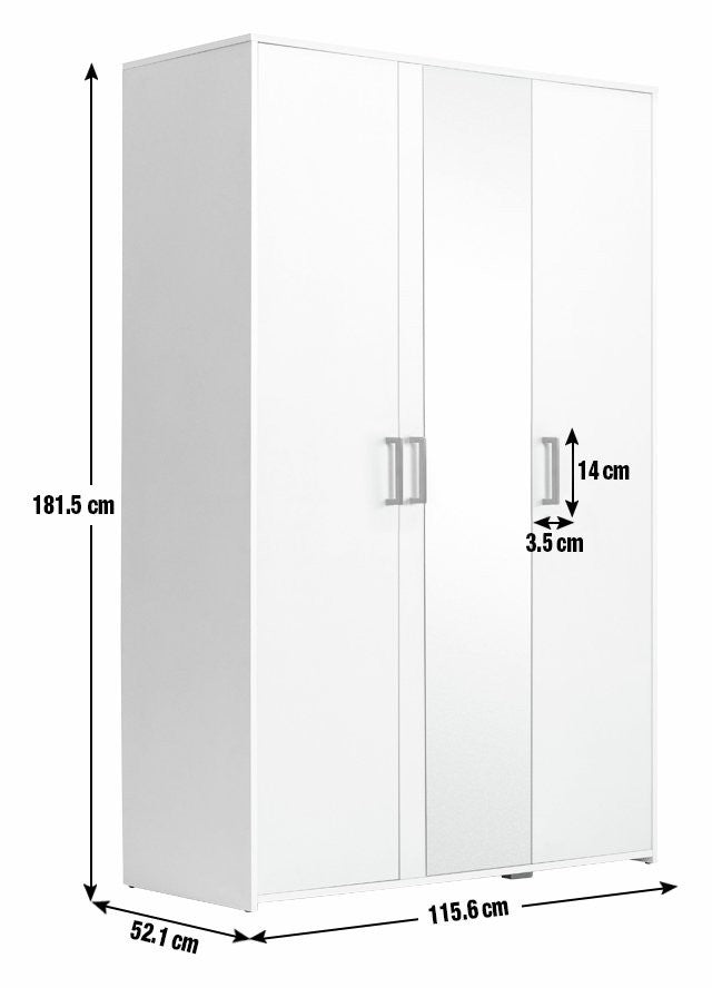 Home Oslo 3 Door Mirror Wardrobe - White (B GRADE)