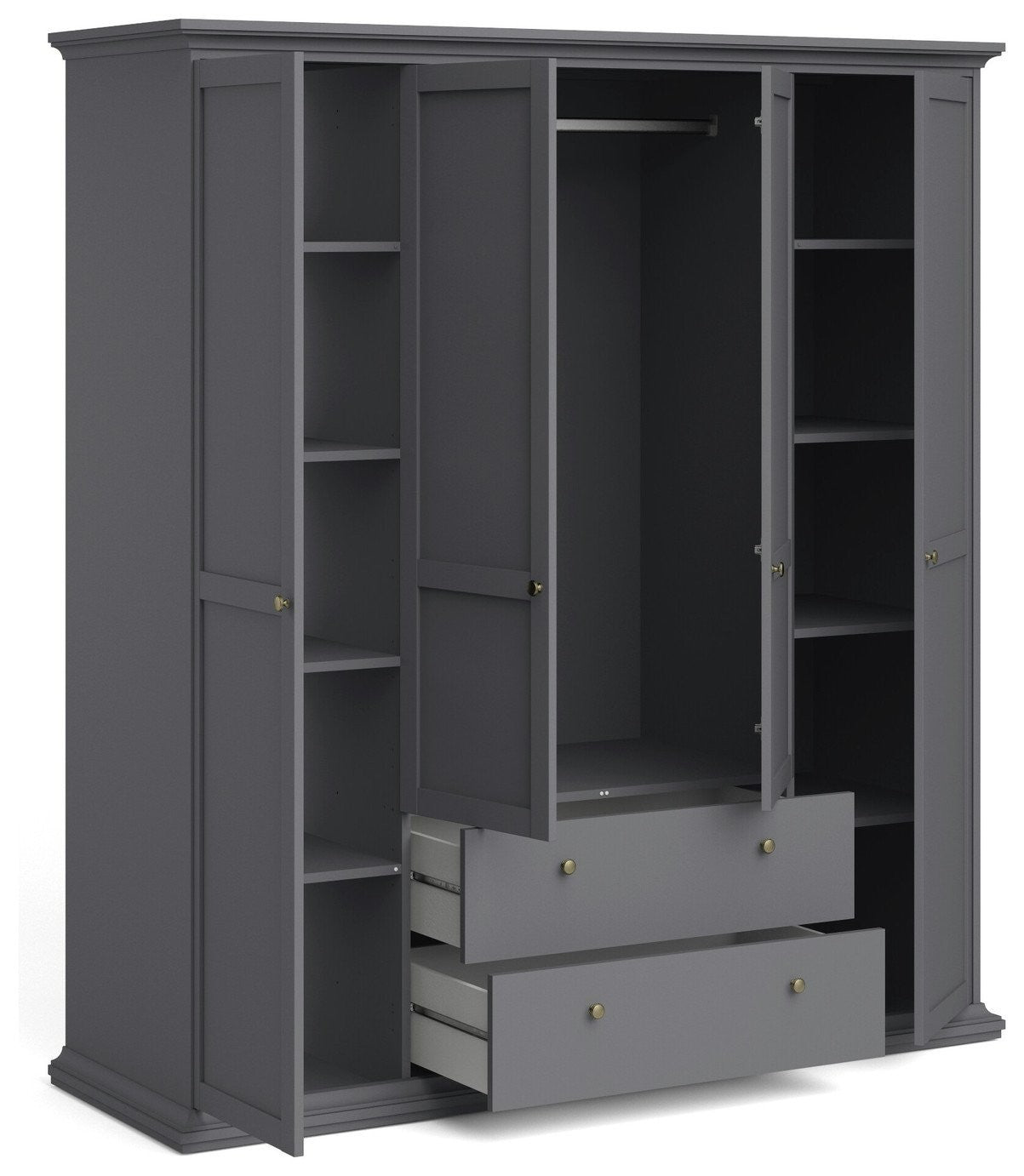 Tvilum Paris 4 Door 2 Drawer Wardrobe - Grey | Organized Living Environment
