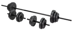 Opti Vinyl Barbell Dumbbell Weight Set 35kg | Adjustable Dumbbells and Bar Set