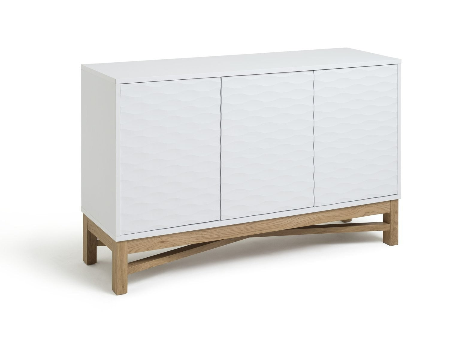 Zander Textured Large Sideboard -White | Modern Living Storage
