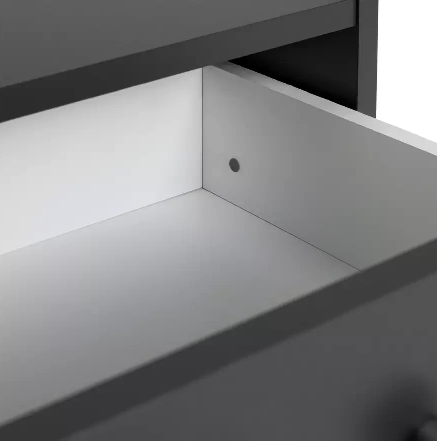 Home Seville 1 Drawer Bedside Table Anthracite | Bedroom Nightstand Storage Furn
