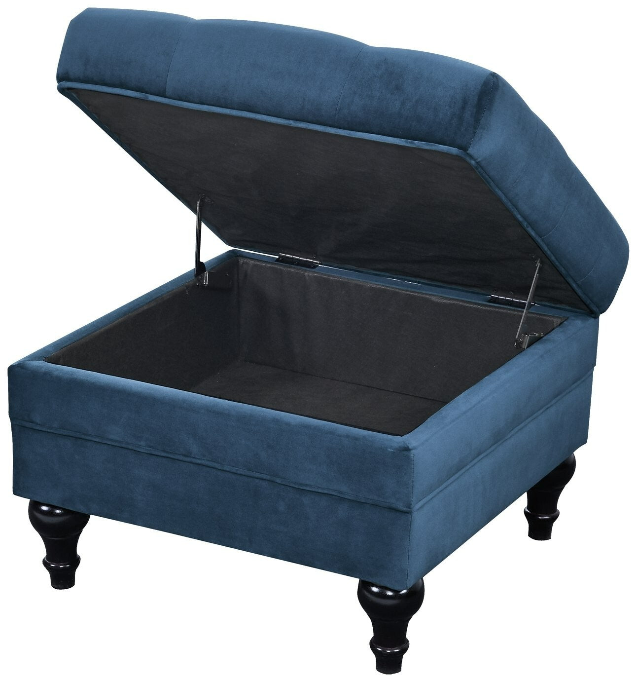 Chesterfield Velvet Storage Footstool - Blue