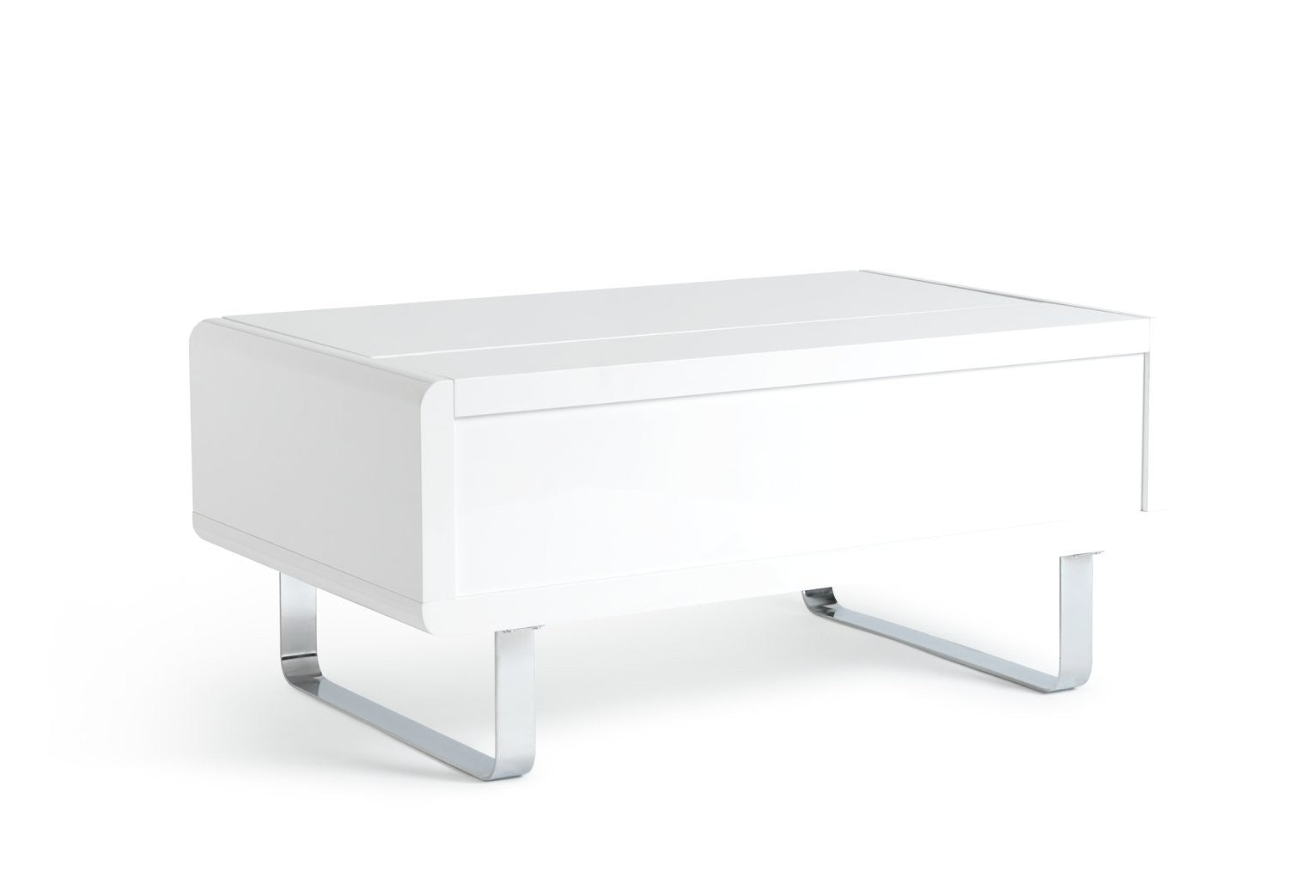 Home Sleigh Gloss Gas Lift Coffee Table - White | Practical Lift Mechanism