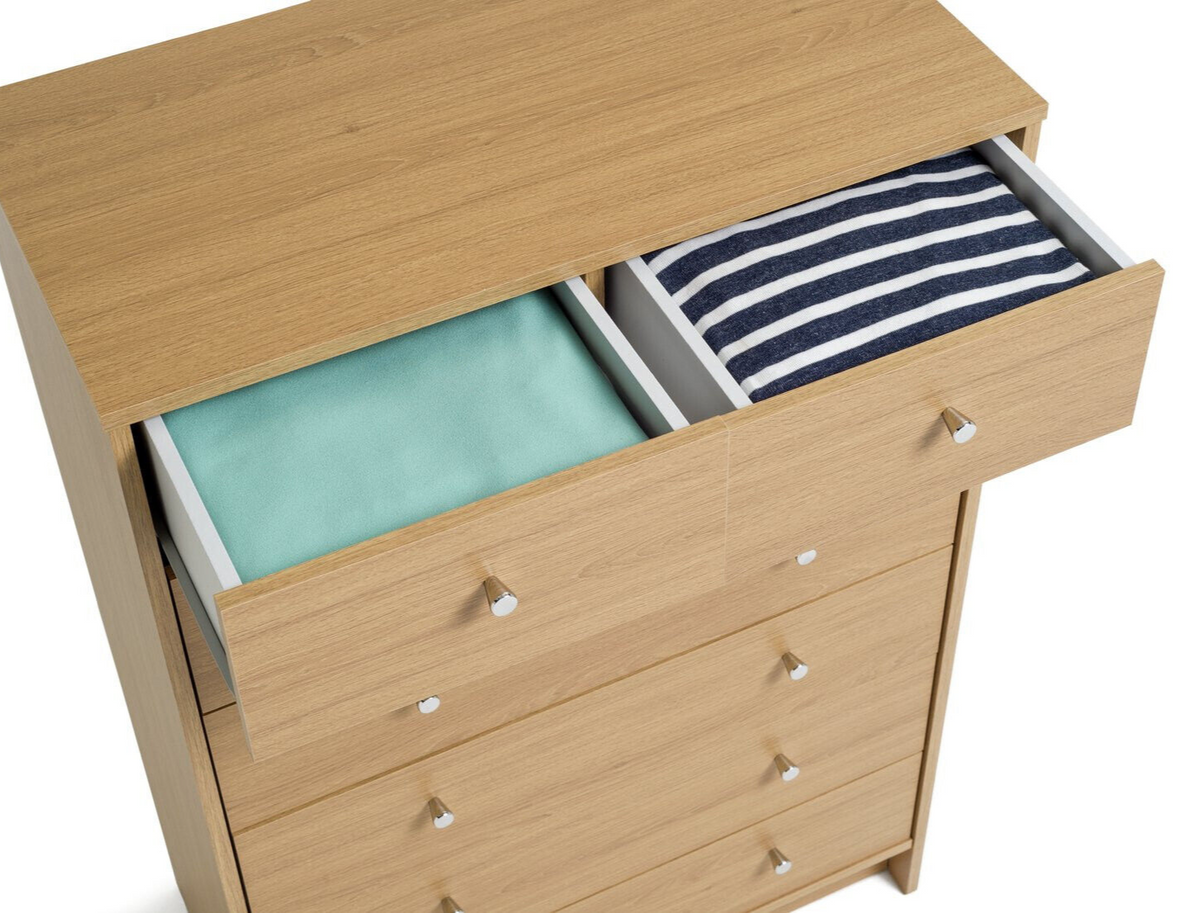 Malibu Modern 7 Drawer Chest Storage Cabinet - Oak Effect (B GRADE 1030.)