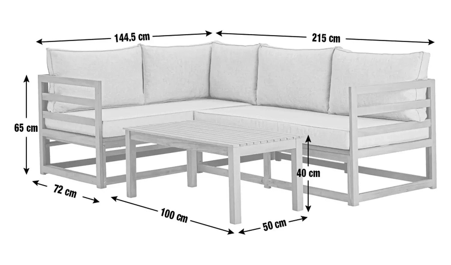 Evissa 5 Seater Wooden Garden Corner Sofa Set (B Grade)