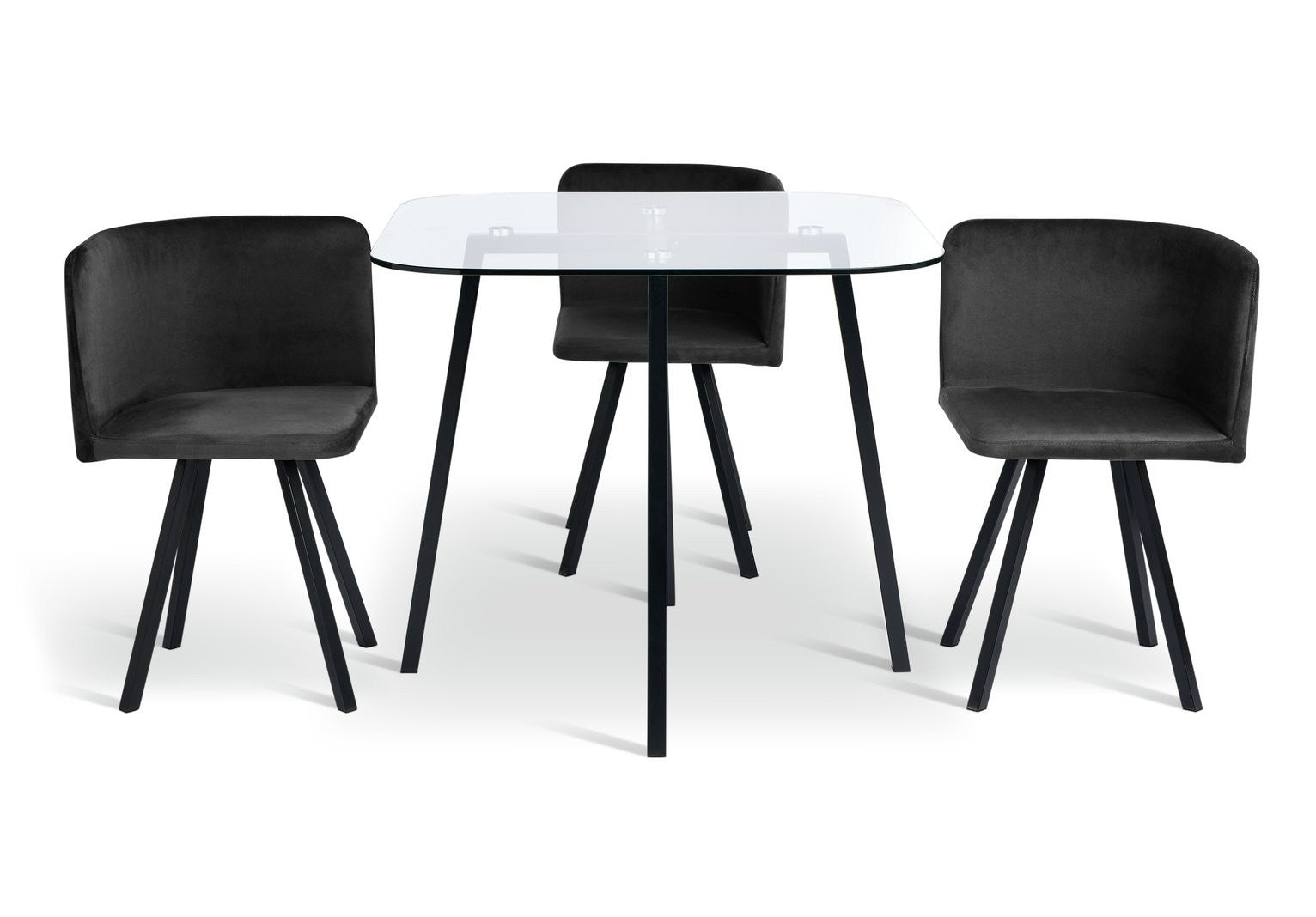 Elsie Black Dining Table & 4 Charcoal Chairs | Ultra-modern Mealtime Setting