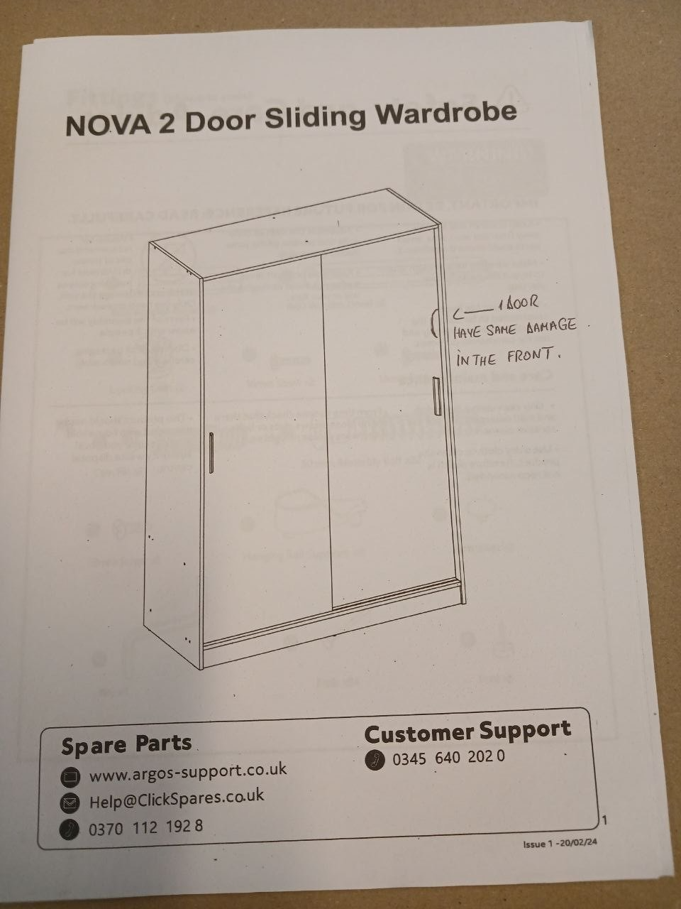 Nova 2 Door Sliding Wardrobe - Anthracite (B GRADE 1120)