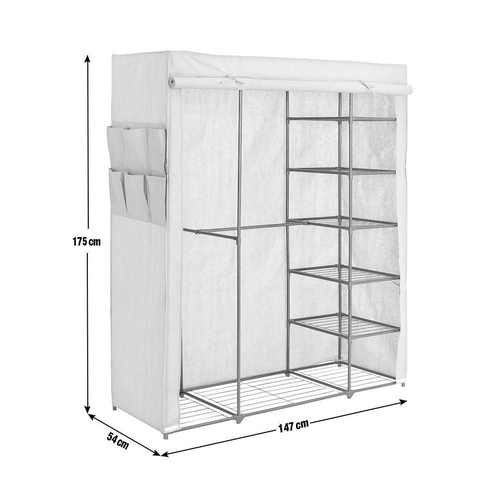 Home Covered Triple Wardrobe with Storage - Grey | Grey Fabric Clothes Storage