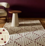 Crosshatch Square Beige Wool Rug | 160x230cm | Modern Living Room Floor Carpet A
