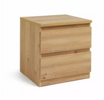 Home Jenson 2 Drawer Bedside Table Oak Effect | Bedroom Storage Nightstand Unit