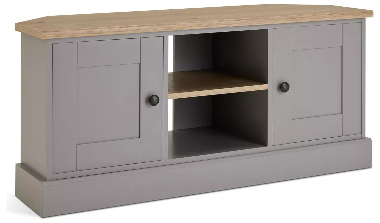 Home Winchester 2 Door Corner TV Unit Grey | Living Room TV Stand Cabinet