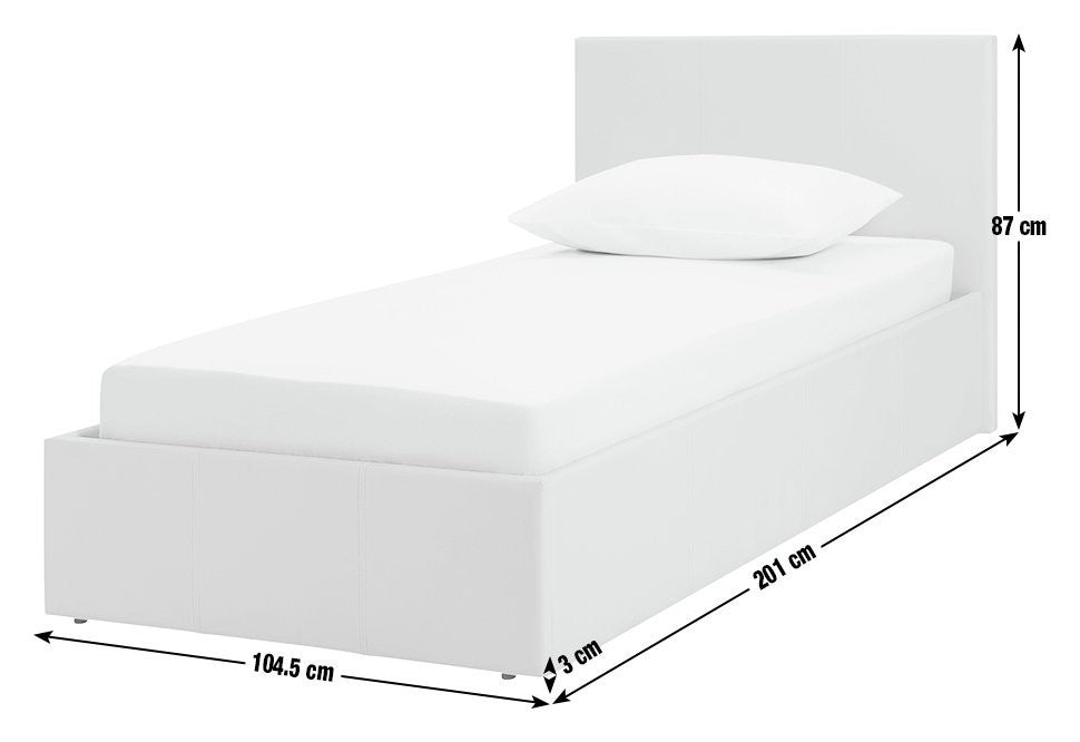 Home Lavendon Single End Lift Ottoman Bed - White | Modern Space-Saving Bed