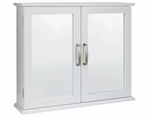 Tongue & Groove 2 Door Mirrored Cabinet White | Bathroom Storage Cabinet Furnitu