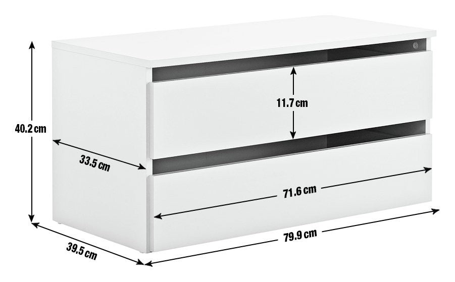 Holsted Large 2 Drawer Internal Chest | Storage Organizer Furniture Dresser