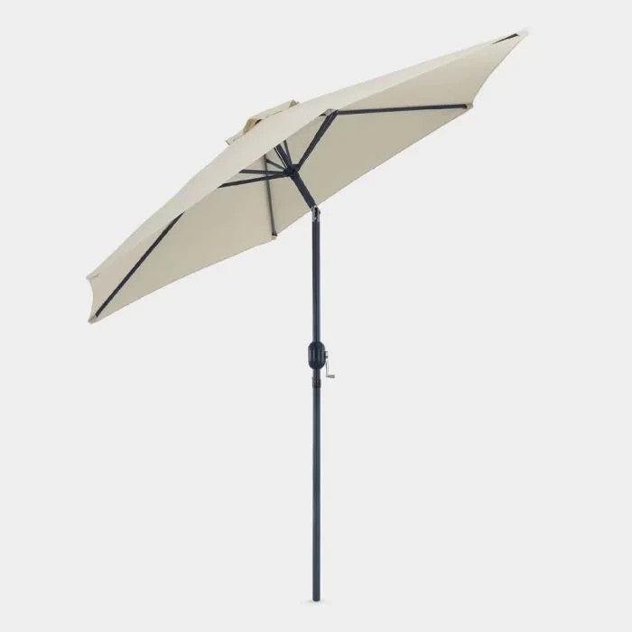 2.7m Steel Garden Parasol Ivory Cream | Outdoor Patio Sun Umbrella