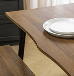 Railo Walnut Dining Table & 2 Walnut Benches | Wooden Dining Room Furniture Set