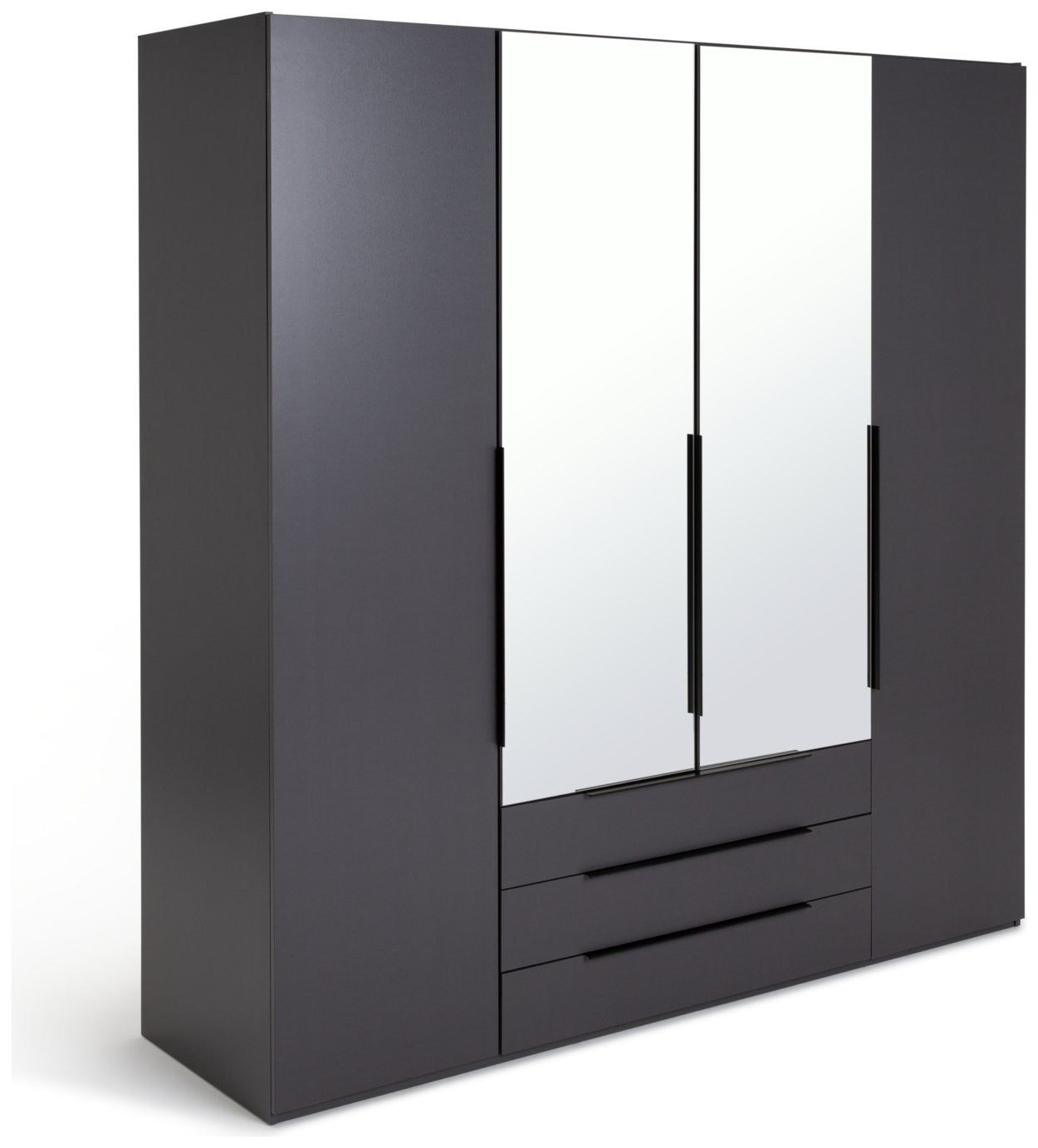 Hallingford 4 Door 3 Drawer Wardrobe - Anthracite | Modern Bedroom Storage