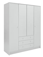 Home Malibu 4 Door 3 Drawer Mirror Wardrobe - White | white mirrored wardrobe