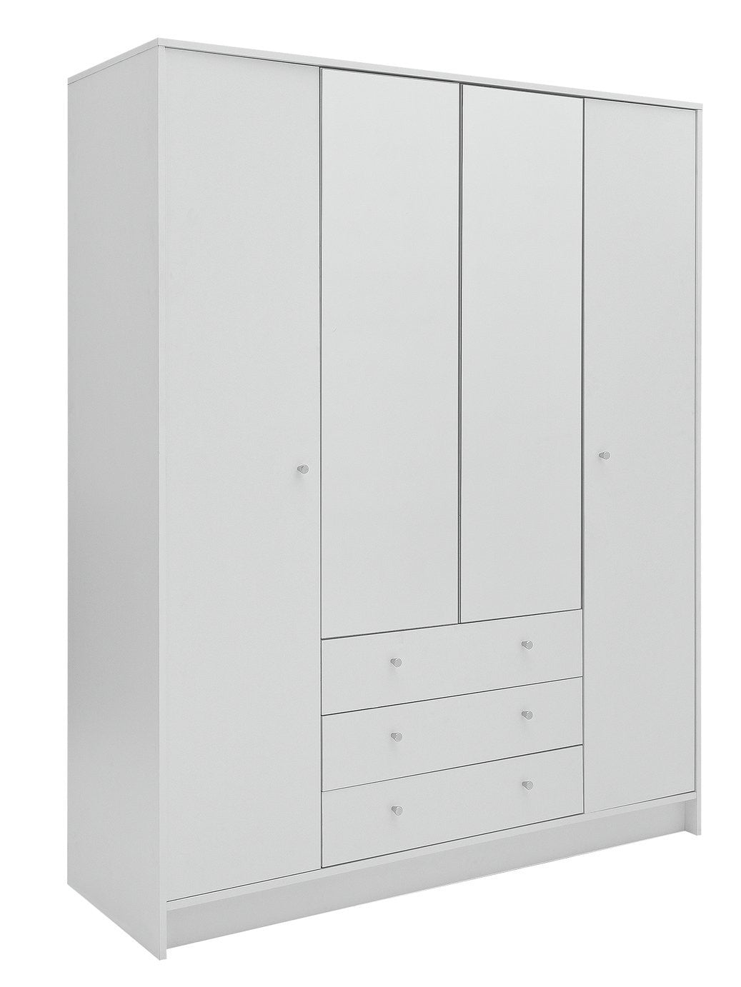 Home Malibu 4 Door 3 Drawer Mirror Wardrobe - White | white mirrored wardrobe